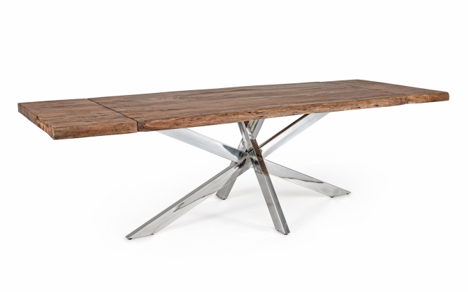 Stół rozkładany ARKANSAS 180-260×90 blat z litej akacji / nogi stal nierdzewna