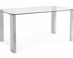 Stylowy stół szklany NEW ARLEY 160×90 — hartowane szkło i nogi MDF w stalowym wykończeniu