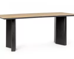 Stylowy stół STANWOOD 190×90 nogi czarny fornirowany dąb, naturalne wykończenie blatu