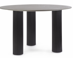 Czarny stół BAMIRA Ø120 z ceramicznym blatem i frezowanymi nogami MDF