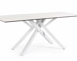 Stół obiadowy SEAN 180×90 blat ceramiczny / nogi białe