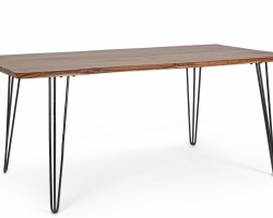 Stół jadalniany BARROW 180×90 blat lite drewno akacjowe, stalowe nogi