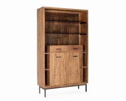 Wysoka Szafa z szyfladami MANGAL 72×40×195 – drewno akacjowe, recyklingowane wnętrze, stalowe nogi