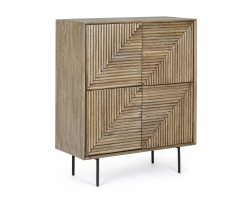 Wysoka komoda DARSEY 92×40×110 cm – mango, stalowe nogi, wykończenie wodne