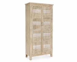 Szafa MAYRA 88×40×178 cm – drewno mango rzeźbione ręcznie, mosiężne uchwyty, 2 drzwi