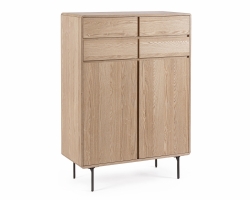 Komoda WIDALD NATURAL 90×40×130,5 cm – fornir jesionowy, 2 drzwi i 4 szufladyKomoda WIDALD NATURAL 90×40×130,5 cm – fornir jesionowy, 2 drzwi i 4 szuflady