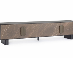 Szafka RTV GARRISON 200×39,5×45 cm – fornir dębowy, fronty ceramiczne, system soft-close