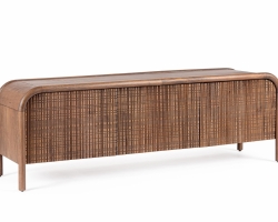 Szafka RTV SANAT 155×40×50 cm – drewno mango z ręcznie wykonanymi intarsjami, 3 drzwi