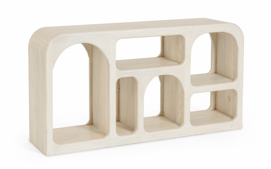 Komoda CAIRO 145×35×75 cm – szafka z drewna mango z sześcioma przegródkami