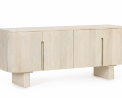 Szafka RTV SERAPIS 140×40×58 cm – elegancka szafka telewizyjna z drewna mango, 4 drzwi