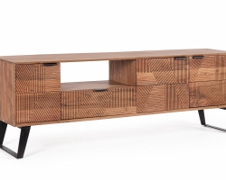 Szafka RTV ISAR 175×40×60 cm – drewno akacjowe z intarsjami, 3 drzwi i 1 szuflada