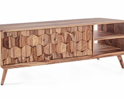 Szafka RTV niska KANT 145×35×49 cm – elegancka szafka TV z drewna sheesham