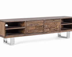 Szafka RTV STANTON 175×40×45 cm – mango i drewno recyklingowane z frontami unikatowymi