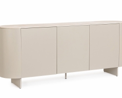 Komoda ARDIS 200×45×81 cm – nowoczesna beżowa komoda z efektem onyksu, 3 drzwi
