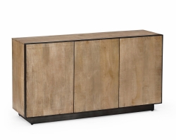 Komoda HAROLD 150×44×80 cm – komoda z drewna mango, stalowe nogi, 3 drzwi soft-close