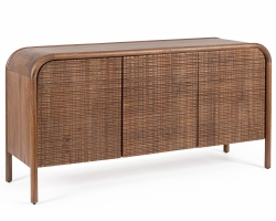 Komoda SANAT 145×45×75 cm – mango, ręcznie zdobione fronty, 3 drzwi soft-close