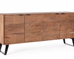Komoda ISAR 175×40×80 cm – akacjowa komoda z ręcznymi zdobieniami, 4 drzwi