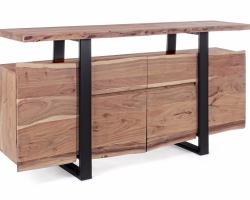 Komoda ARTUR 175×45×90 cm – akacja i stal, 4 drzwi i 2 szuflady