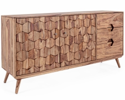 Komoda KANT 145×40×77 cm – sheesham, naturalne wykończenie, 2 drzwi i 3 szuflady