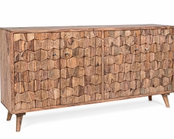 Komoda KANT 177×40×90 cm – sheesham, naturalne wykończenie, 4 drzwi