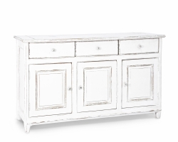 Komoda COLETTE 150×45×90 cm – mango, MDF, 3 drzwi i 3 szuflady
