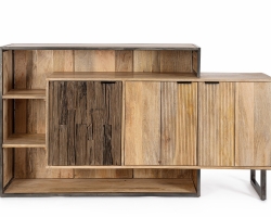 Komoda NASHIK 175×40×100 cm – mango, recyklingowane drewno, stalowe nogi, 3 drzwi