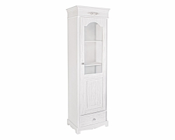 Witryna BLANC 50×34×170 – biała matowa szafka z 1 drzwiami i 1 szufladą