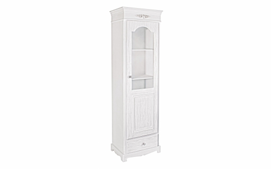 Witryna BLANC 50×34×170 – biała matowa szafka z 1 drzwiami i 1 szufladą