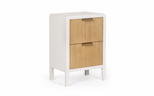 Szafka CHARLEY WH-NAT 3DR – MDF i paulownia, stalowe uchwyty, 3 szuflady, 62 cm