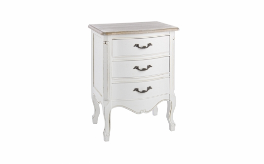 Szafka JUSTINE 3DR – drewno paulownia i MDF, stalowe uchwyty, 3 szuflady, wymiary 50×35×66 cm